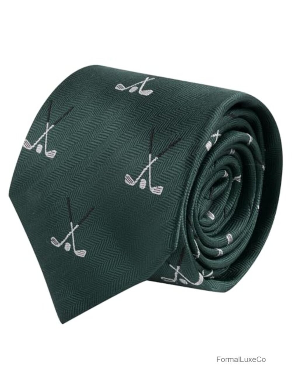 Woven Herringbone Embroidered Golf Clubs Tie